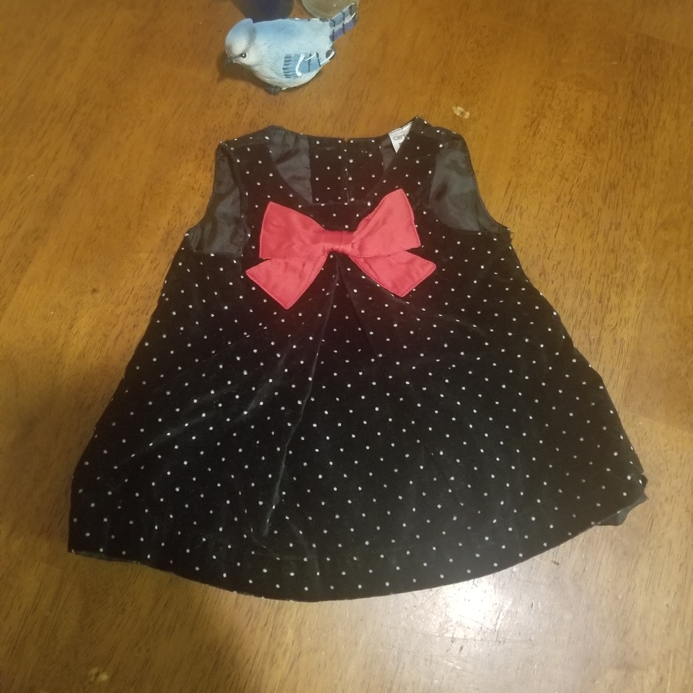 Velvet Dress with Red Bow